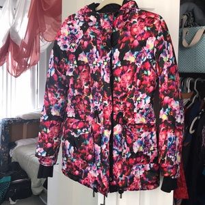 Water resistant, floral coat